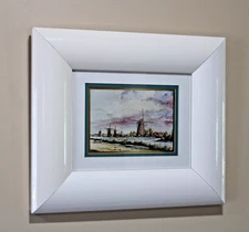 Dutch Landscape Watercolor Print Signed by Paul James, KSL TV 15x14 3" Frame