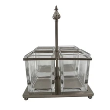 Southern Living Astoria 4 Square Glass flatware Caddy Holder Organizer Tray