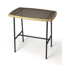 Beaumont Lane Island Living Rattan and Iron Pub Table in Brown