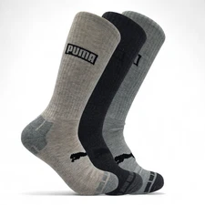 mens puma Crew Socks  6 pairs  sport athletics  sports cushion, mesh ventilation