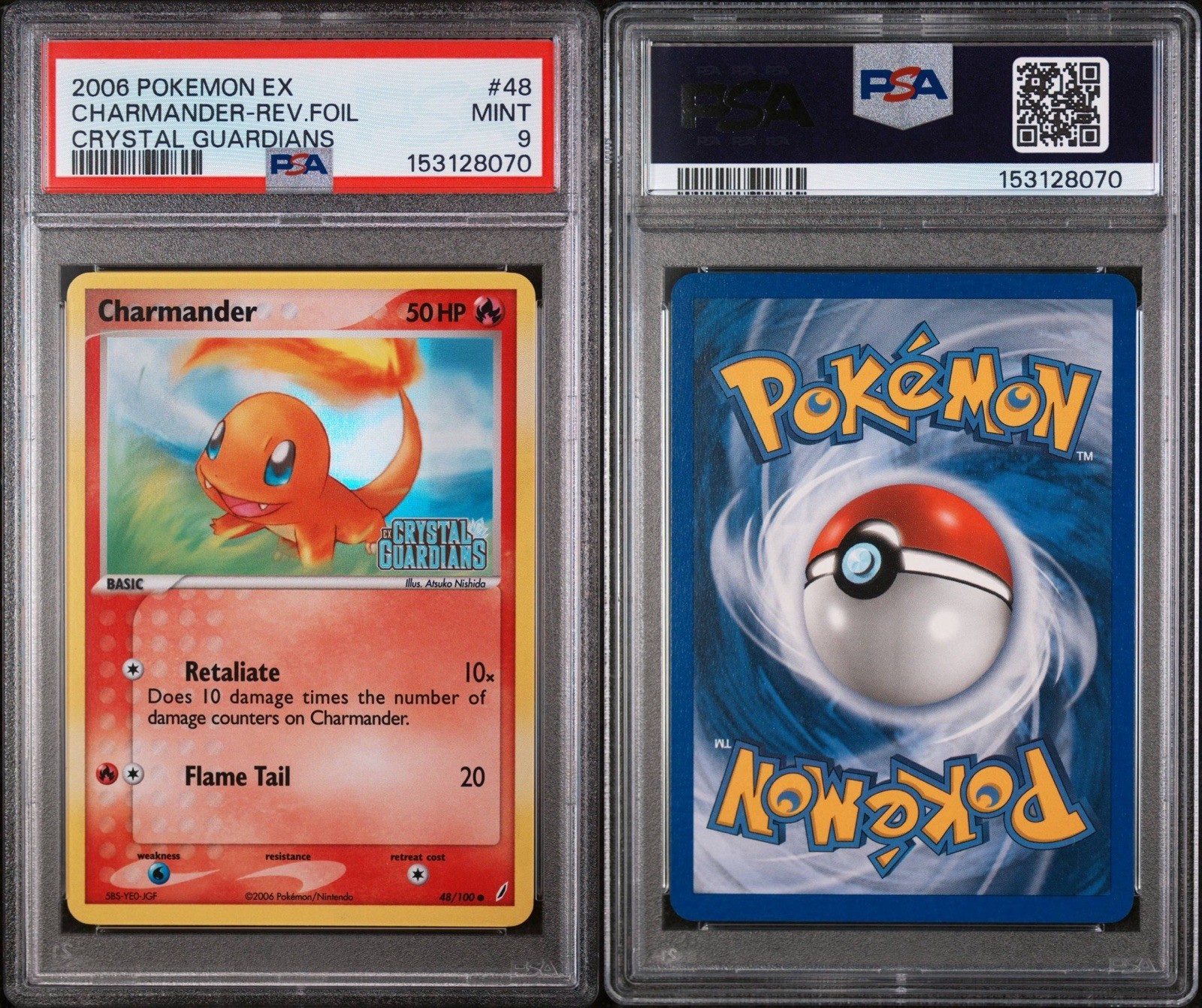Pokémon - Charmander 48/100 - Crystal Guardians Reverse Holo - PSA 9 (New Cert)