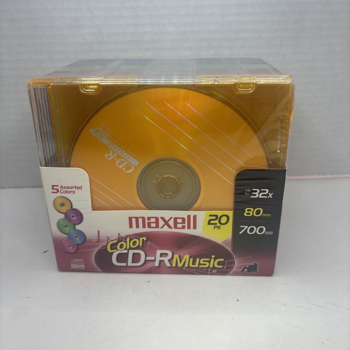 【中古】［CD］Resolution Maxell 20 PK Color Cd-r Music Blank 32x 80 Min 700 MB 5 Colors for