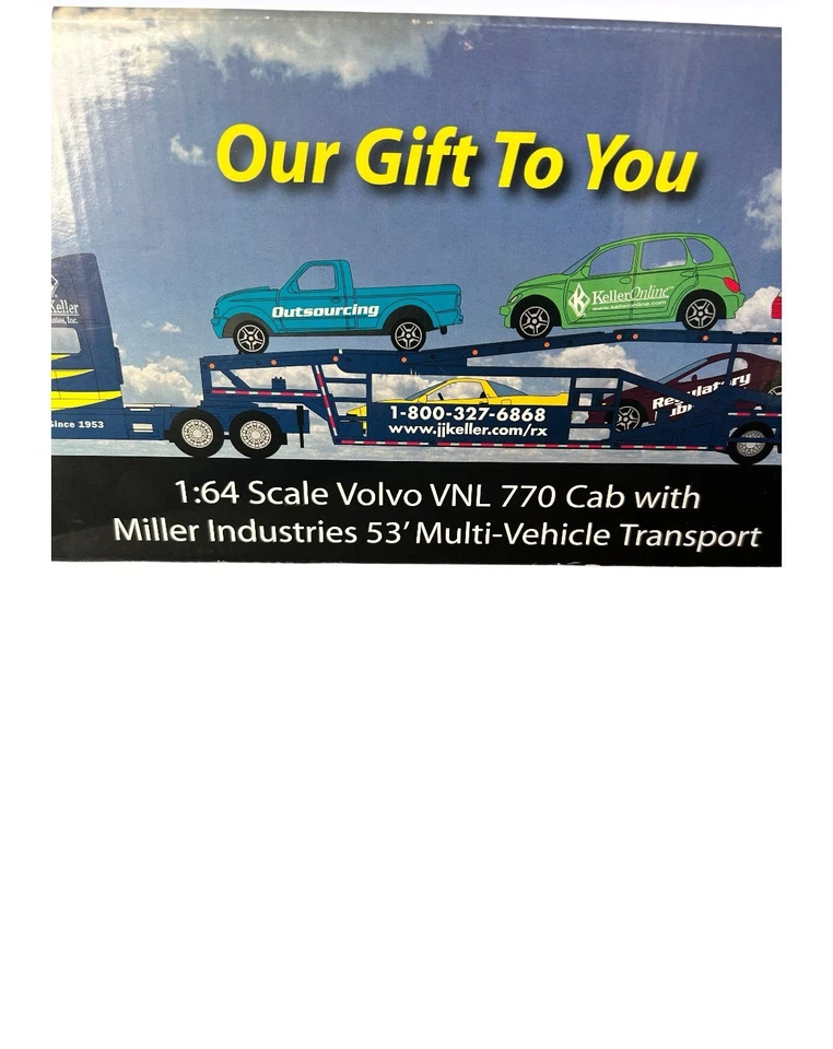 SpecCast J.J. Keller 1:64 Volvo VNL 770 Cab, Miller Multi Vehicle Transport READ - Image 3 of 4