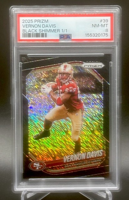 2025 Panini Prizm #39 Vernon Davis Black Shimmer 1/1 49ers