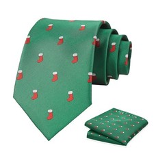 Christmas Neckties For Men - Red and Green Holiday Tie, 005- Green Socks
