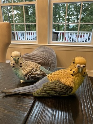 Vintage Blue Budgie Bird Figurine & Yellow Bird