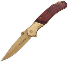 Tac Force A/O Folding Knife Steel Blade Aluminum -Wood Handle - TF-2009GD