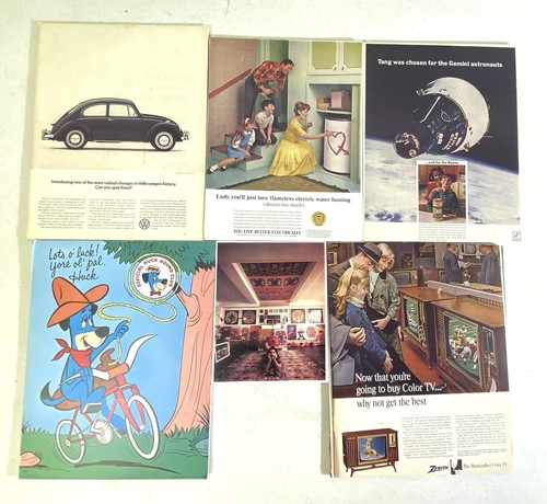 6 RARE Vintage Foam-Backed Cereal City USA Cards ~ PETER MAX Tang VW Edison Huck