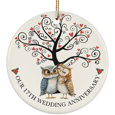 Owl Couple Romantic 17 Years Ornament 17th Wedding Anniversary Christmas Gift