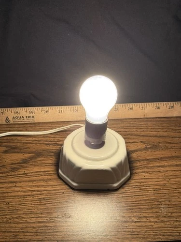 Antique Porcelain Table Lamp Octagonal Base Milk Glass Globe Art Deco Style