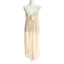 VTG 90s Victoria  s Secret Slip Dress Split Front Babydoll Bow M Ethereal Bridal