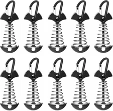 Fishbone Deck Anchor Pegs with Carabiners, Aluminium Tent Stakes with Spring Buc