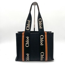 Borsa a tracolla originale Chloe Woody Medium Tote Bag in tela e pelle 2Y8927