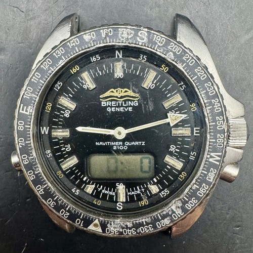 Vintage Breitling Navitimer Quartz 2100 for Repair Ana-Digi Chronograph 41MM