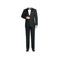 Men Renoir Tuxedo Two Button Notch Formal Satin Lapel Classic Fit 201-1 Black