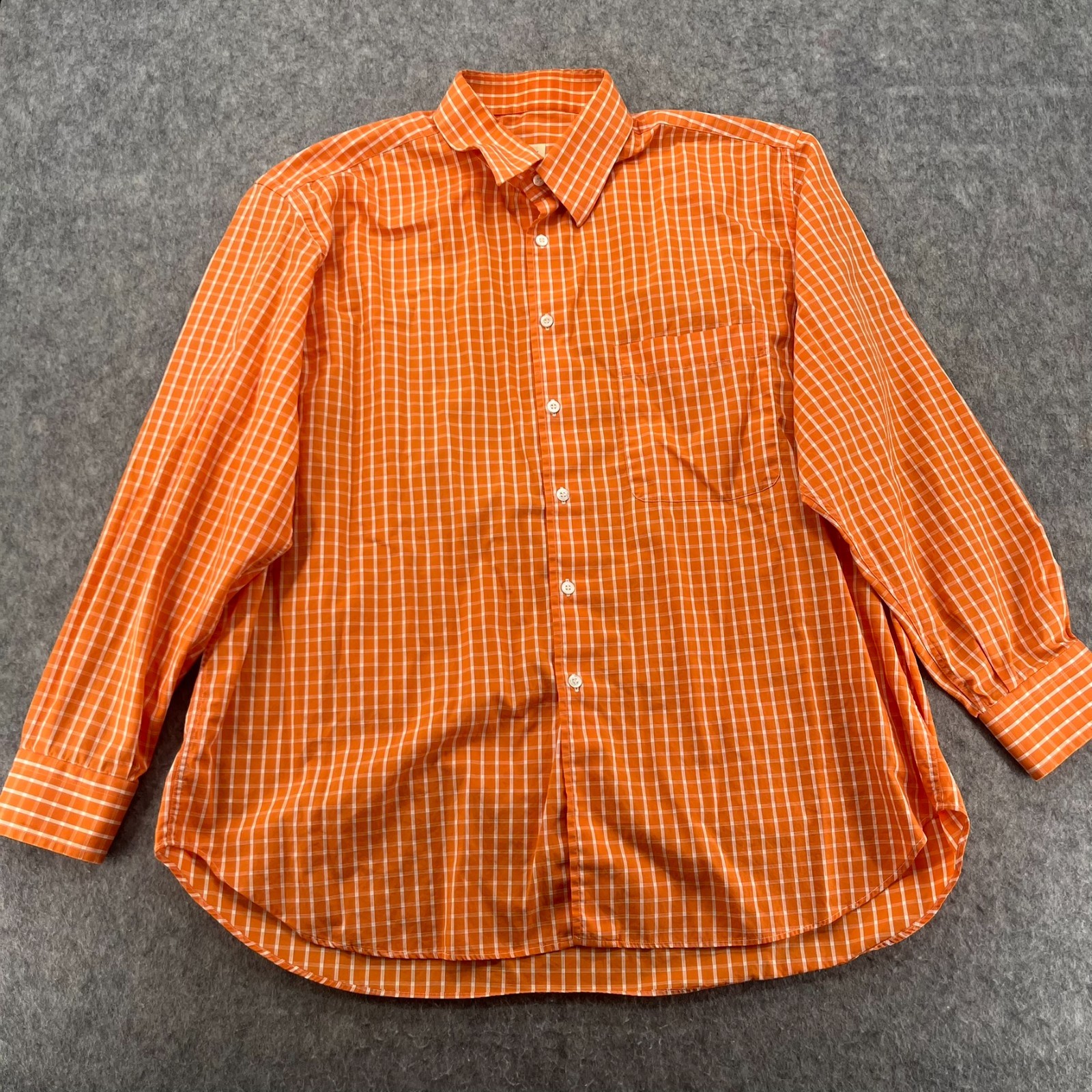 Brioni Orange Plaid White Check Long Sleeve Button Down Shirt XL
