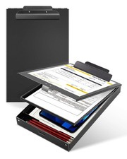 Metal Clipboard W/ Storage Letter Size Heavy Duty Aluminum Dual Binder Holder