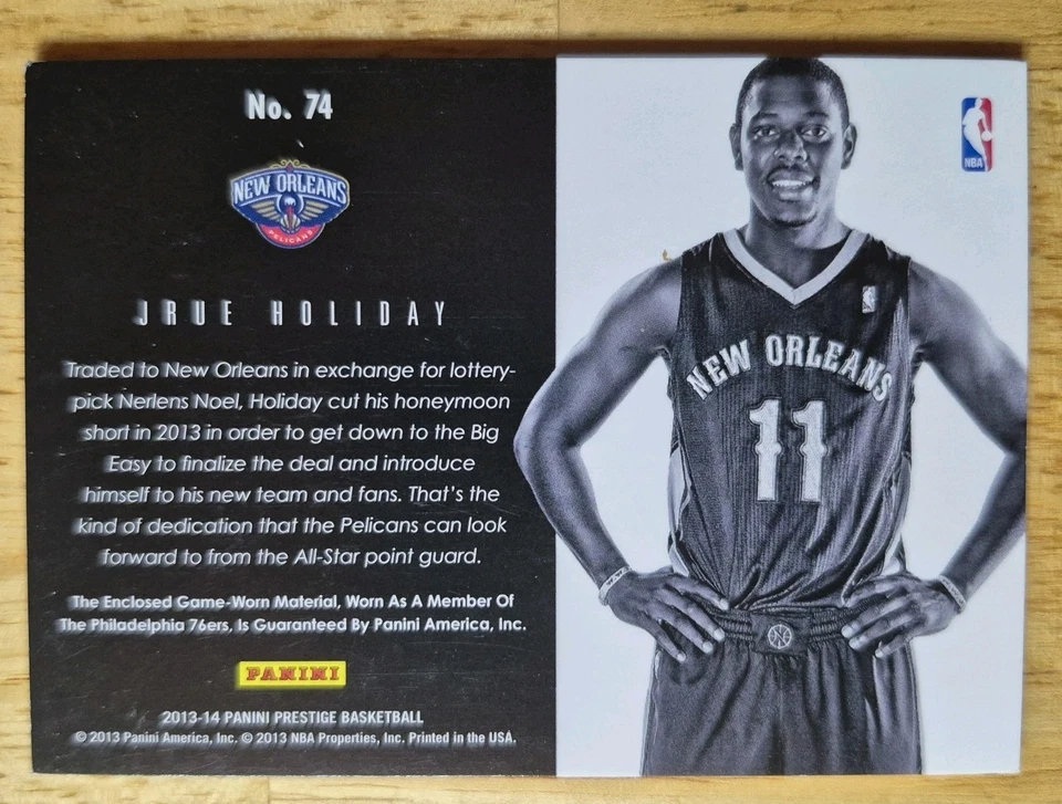 Jrue Holiday | 2013-14 Panini Prestige Bonus Shots Materials #74 - Image 2 of 2