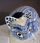 1978  Nancy Lopez Crackled Glaze Cat Blue/white  Made in Japan — photo 2