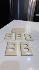Lot 6 Ivory Ribbed Bakelite Wall Plates 5 Outlet 1 Triple Switch MADE IN USA