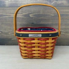 Longaberger 2001 Inaugrual Americana Star Basket Set Liner and Protector 