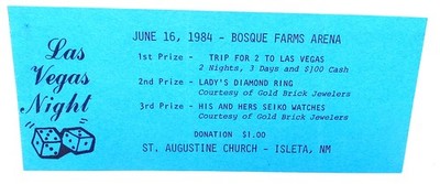 Isleta Las Vegas Night Ticket Albuquerque NM Casino Vintage 1984 St Augustine