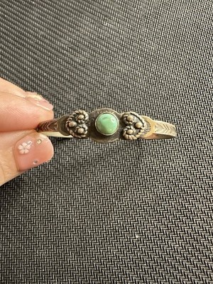 Vintage Sterling Silver 925 Native American Navajo Children s Turquoise Bracelet