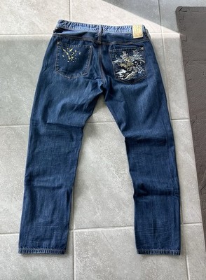 Y2K Sean John Men s stacked jeans, Embroidered Tiger. Size 34 straight baggy 