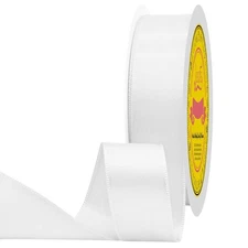 White Double Satin Ribbon 1 inch X 50 Yards Spool Bright Colors Very Suitable...