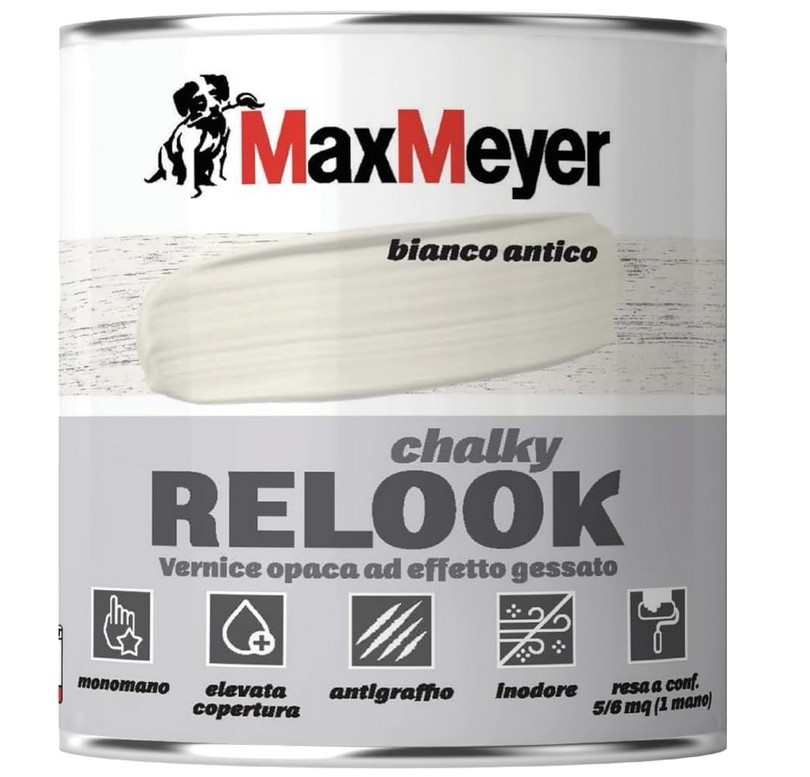 Vernice Metallizzata per Mobili Interni Chalky Relook Bianco Antico 0,5 L
