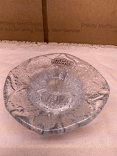 BLENKO Candle Holder Clear Glass Sunflower Pattern Mid-Century Modern 