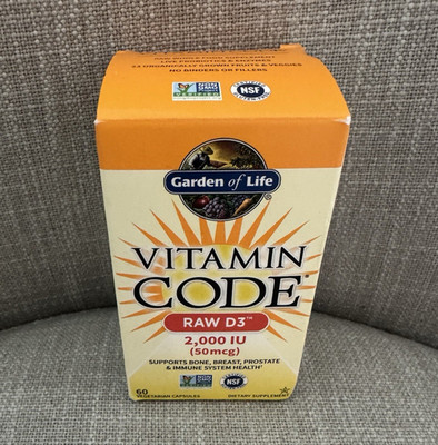 Garden of Life Vitamin Code RAW D3 2,000 IU (50 mcg) Non-GMO 60 Capsules