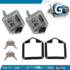 2Pc Trailer Door Latch T-Handle Locking w/Key For Camper Truck Tool Box Trailer
