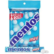 (2 pack) Mentos Chewy Mint Candy Roll, Peppermint, Peanut Free, Regular Size, 1.