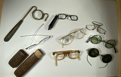 lot lunettes anciennes et vintages, lorgnon, binocle, pince-nez