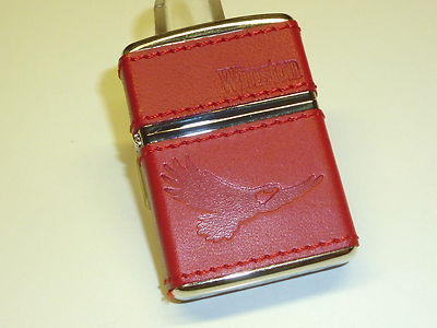 VINTAGE ZIPPO LIGHTER WITH ARMOR CASE - ''WINSTON'' - LEATHER COAT - 2007 - RARE