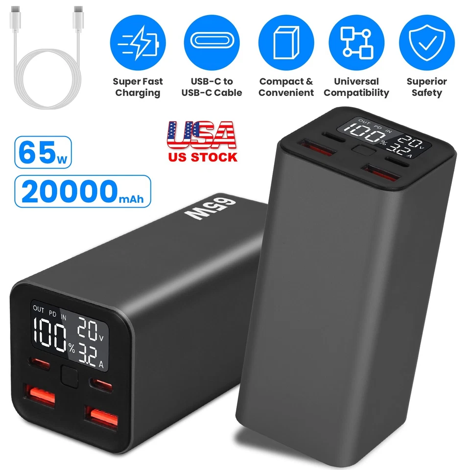 20000mah 65W USB-C PD Laptop Power Bank Fast Charging Power Bank Type-C Charger - Image 3 of 4