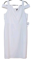 Adrianna Papell ivory cold off the shoulder scuba bodycon sheath dress 16 NWT