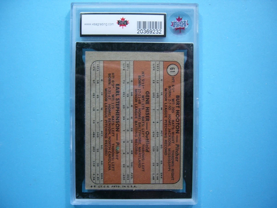 1972 TOPPS MLB BASEBALL CARD #61 HOOTON GENE HISER STEPHENSON ROOKIE KSA 7 GL - Image 2 of 4