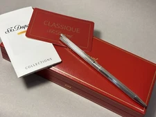 NOS S.T. Dupont Ballpoint Pen twist Silver plated France (BFP435)