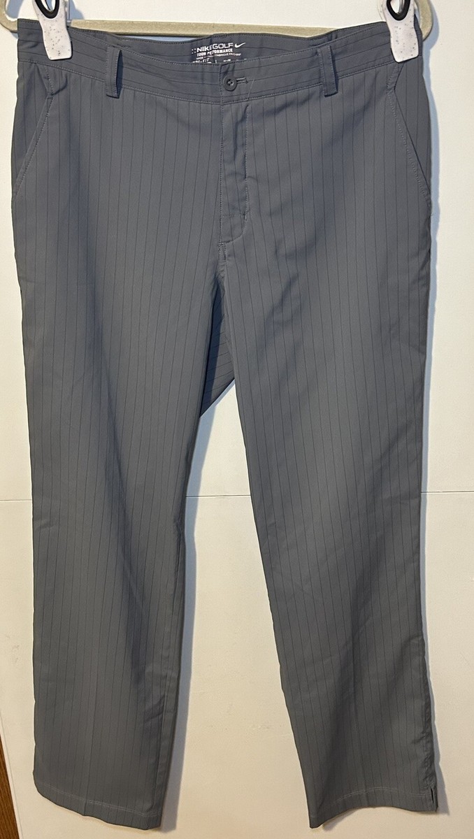 Nike Golf Pants Mens 32x32 Light Gray Black Stripes Tour