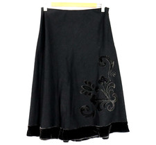 Sussan Womens Vintage Y2K Skirt Size 8 Charcoal A Line Silk Velvet Trim NWT NEW