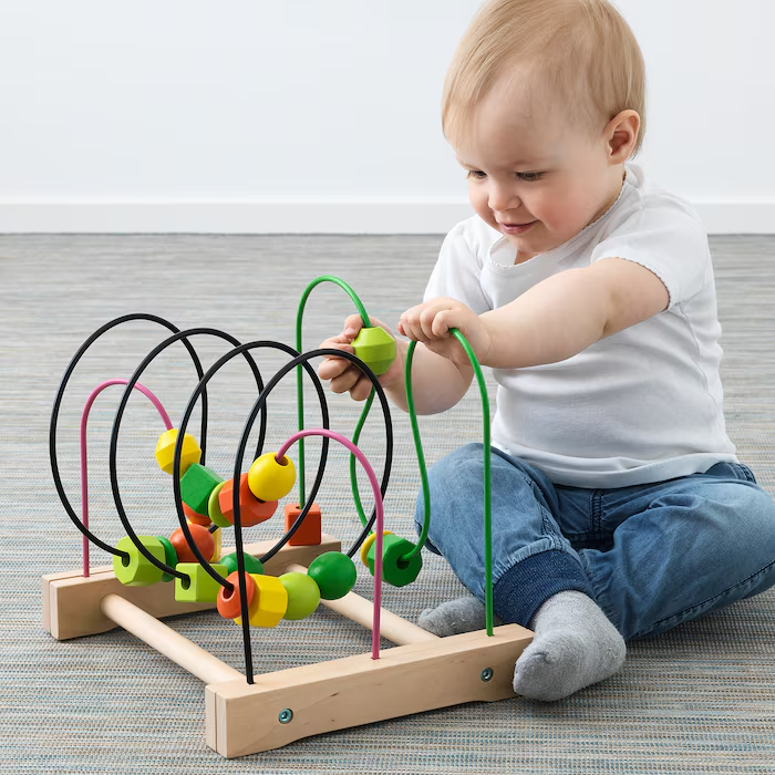 IKEA Mula Wooden Toy Bead Roller Coaster Maze Montessori Sliding