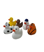 Set Of 6 Sport Themed Rubber Ducks Cute Duckies Bath Toys 2  W/out Squeak Sound