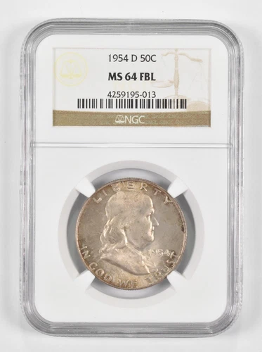 MS64 FBL 1954-D Franklin Half Dollar NGC *1275