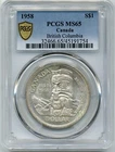 1958 Canada Silver Dollar (British Columbia) - Gem Uncirculated, PCGS MS 65