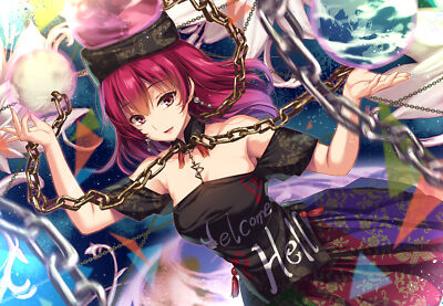 Anime girls art 2d portrait moneti touhou hecatia CCG Gaming Mat Desk