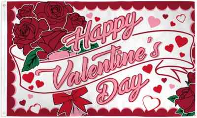 Happy Valentine's Day (Roses) Flag 3x5ft Poly Be Mine Holiday Home Decor Flag
