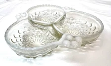 Vintage Indiana Glass Company Divided Relish Dish With Hobnail Pattern