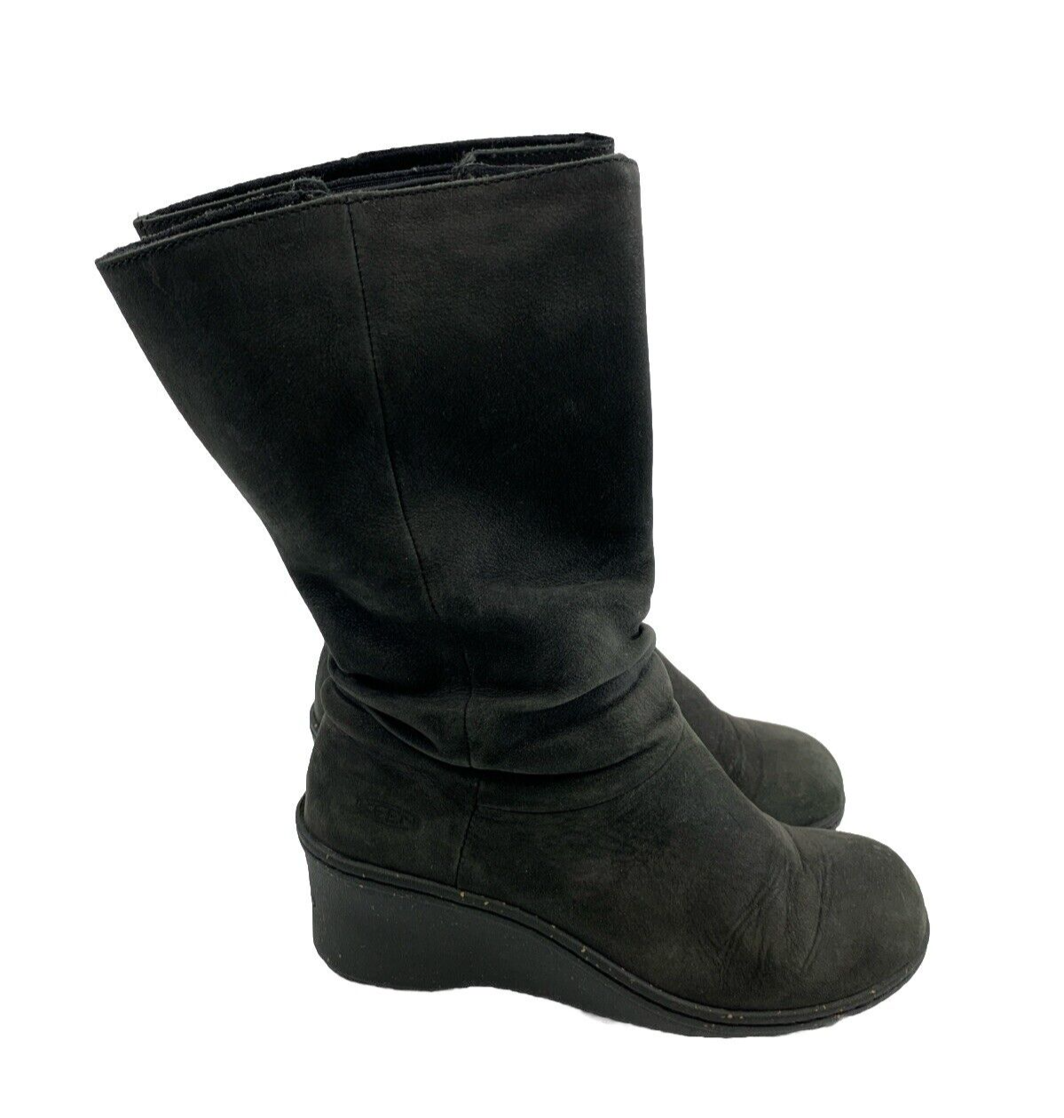 Stivali Keen Akita Mid neri in pelle con zeppa e strappo slouch 1007692 donna 7 5